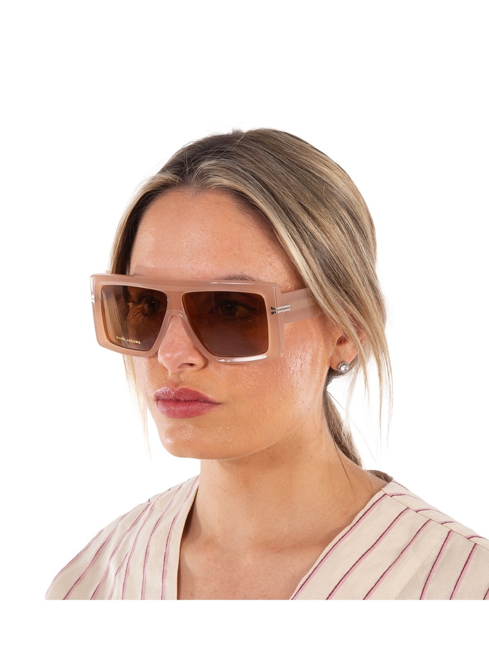 Marc Jacobs Pale Pink Rectangular Shield Sunglasses - Picture 2 of 10